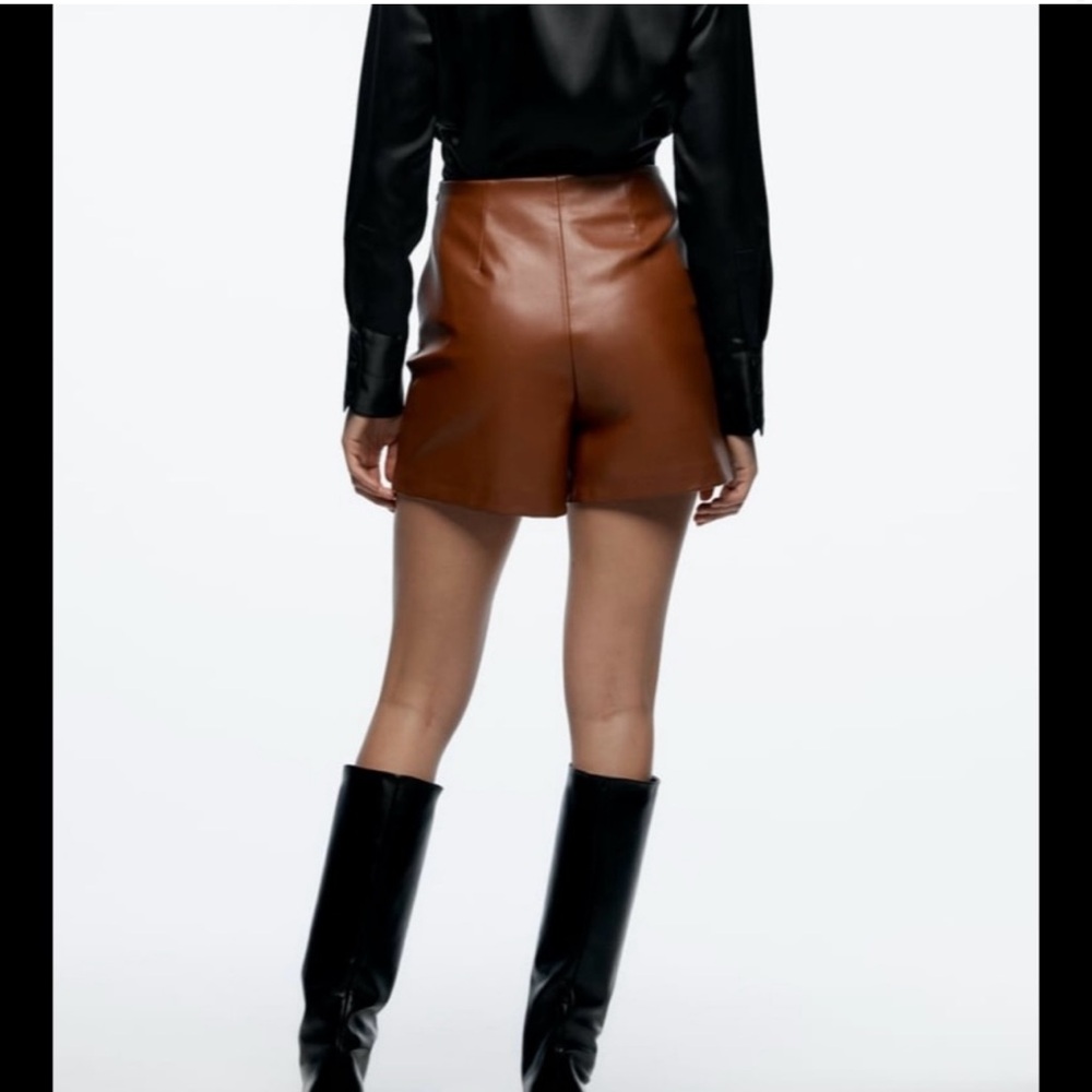Zara Brown leather Shorts - Picture 4 of 16